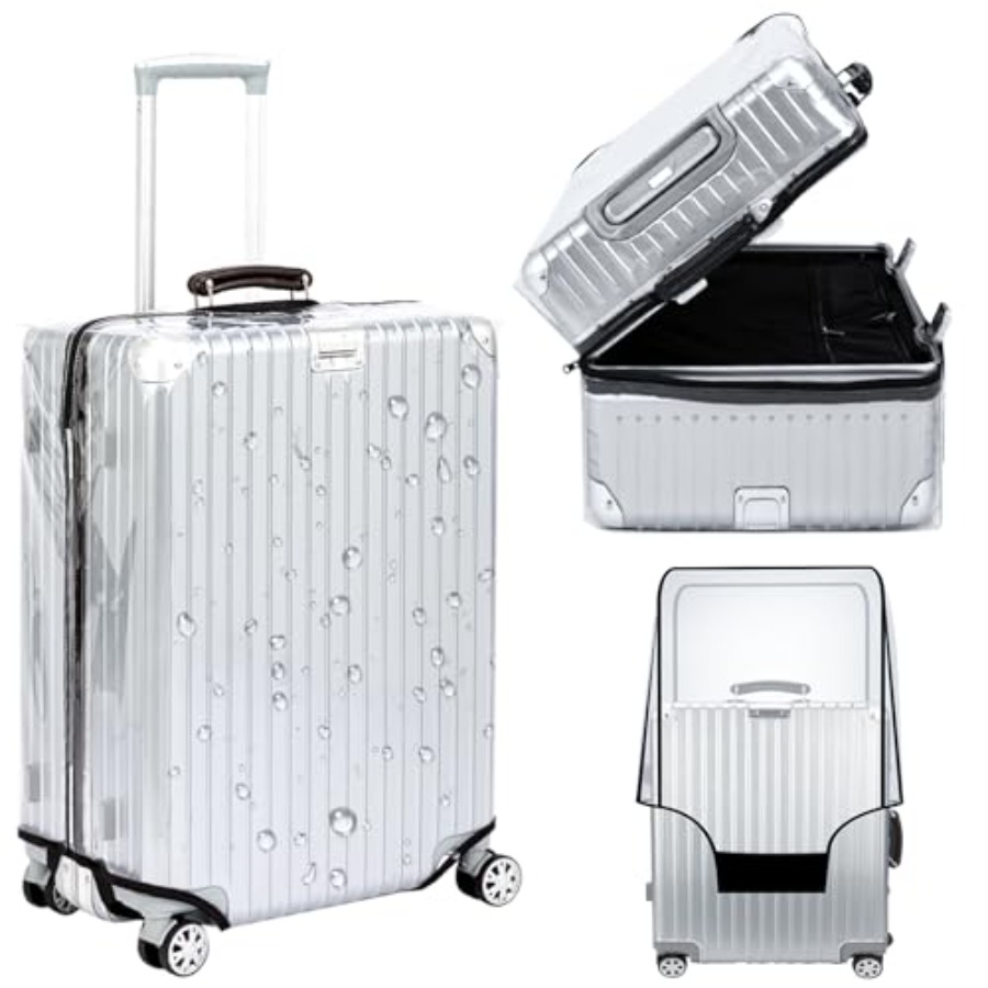 Luggage Protective Cover Transparent - Veki クリアスーツケースカバー PVC プロテクター ジッパー付き 防水透明荷物カバー保護バッグ、プラスチックトロリーケース用