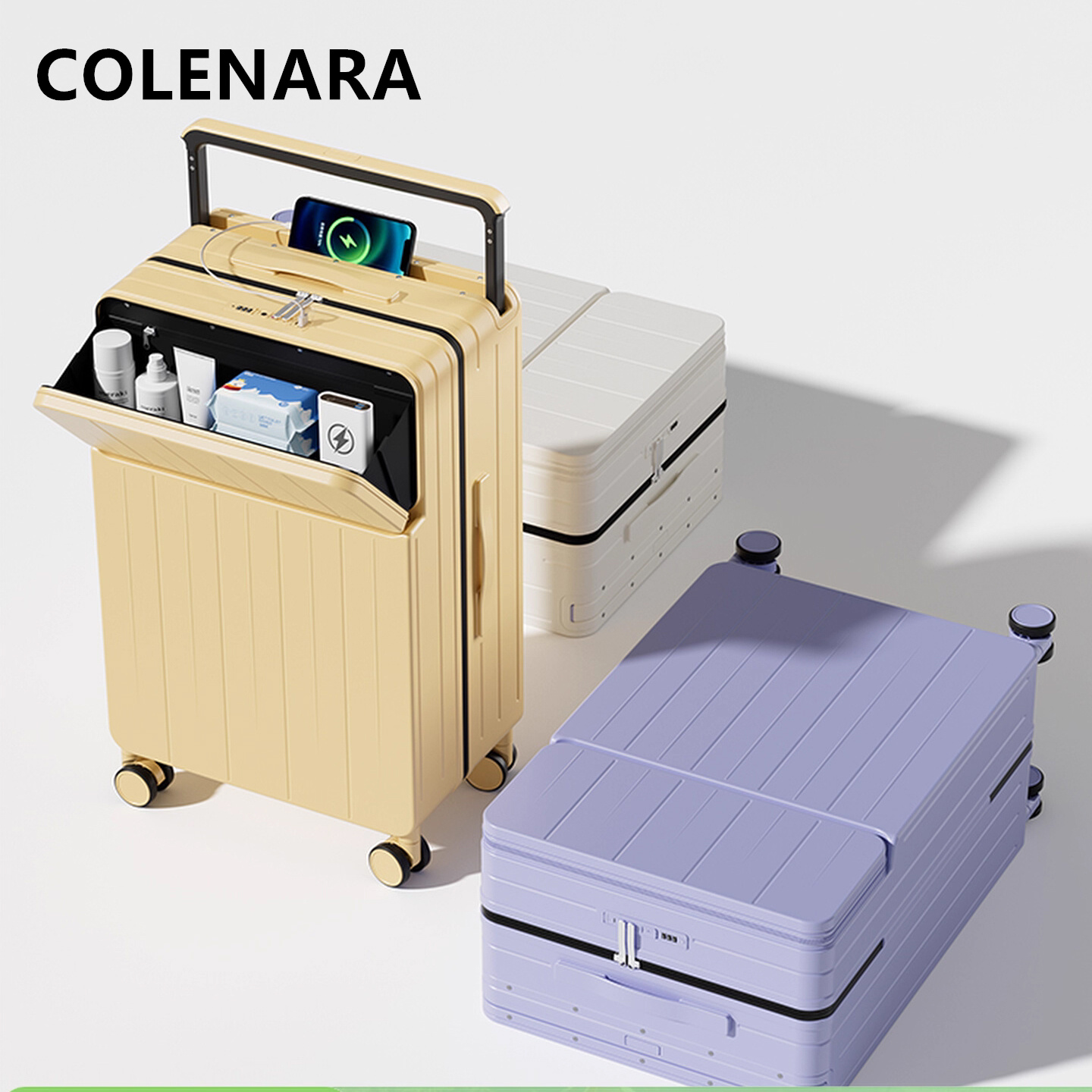 COLENARA 多機能スーツケース 充電機能付き搭乗ケース - Front Opening Laptop Luggage 24 Inch のレビューと価格