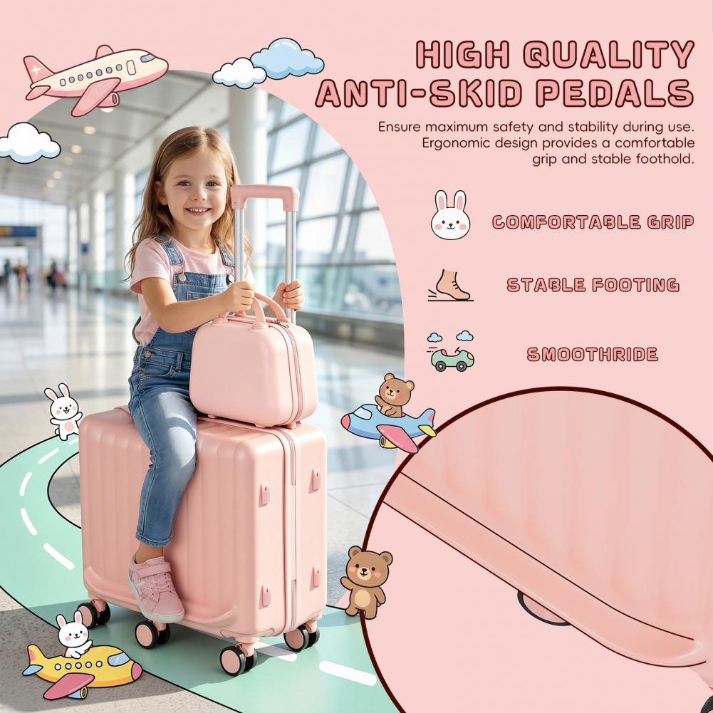 20インチ子供用乗用ラゲッジ、折りたたみ式ペダル付き6輪スピ - Kids Ride On Suitcase Scooter のレビューと価格