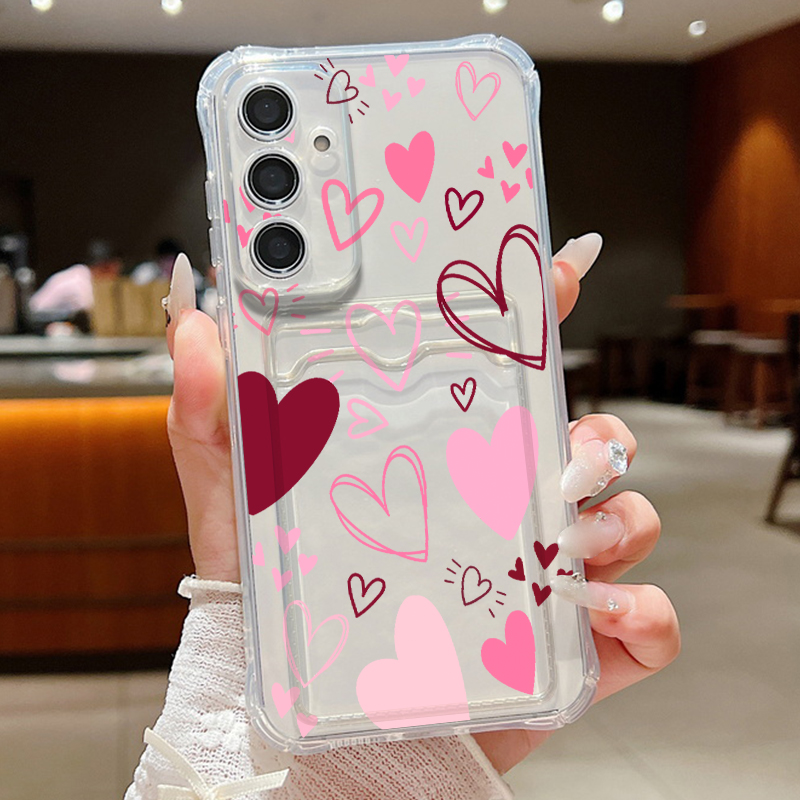 愛のハート柄クリアスマホケース Samsung Galaxy - Wallets のレビューと価格