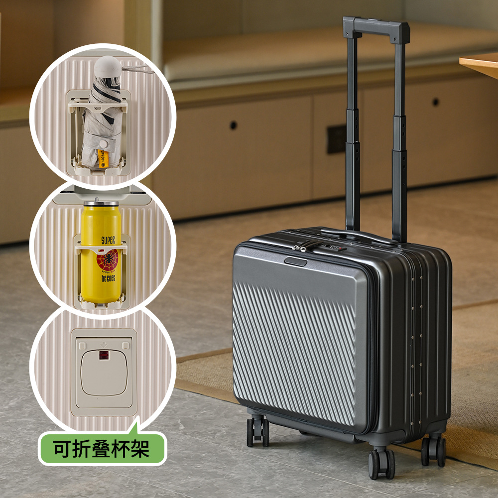 18インチフロントオープンキャリーオンスーツケース アルミフ - Aluminum Frame Carry On Luggage のレビューと価格