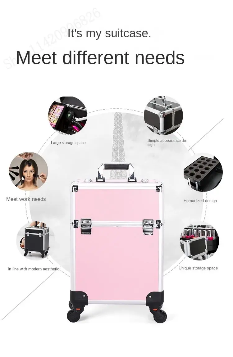 大容量プロ用メイクアップケース トロリーバッグ メイクアップ - Luggage のレビューと価格