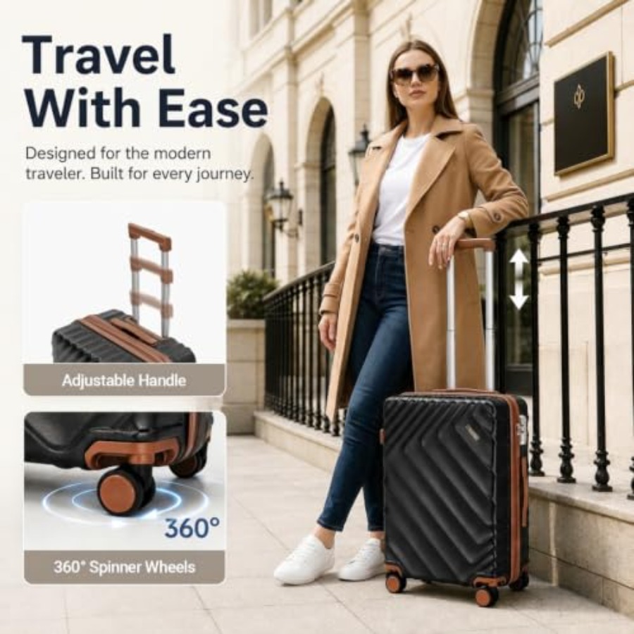 6ピースハードシェル拡張式荷物セット、機内持ち込み可能 - Expandable Hard Shell Luggage Set のレビューと価格