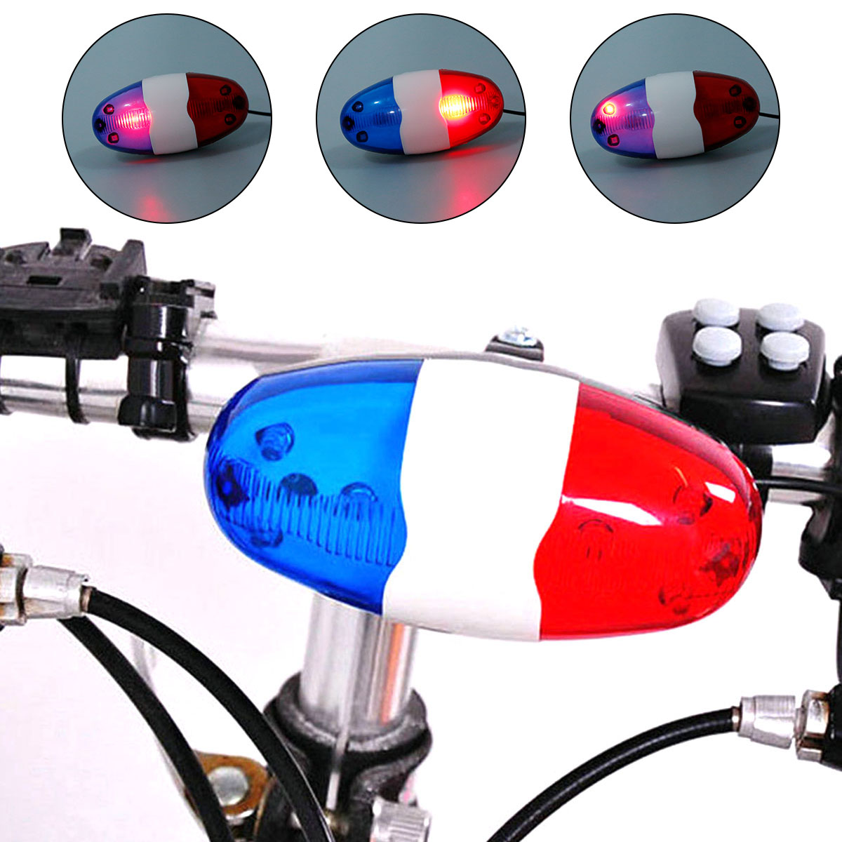 自転車ベル パトカーライト 6LED 4音 電子ホーン サイ - Kids Ride On Suitcase Scooter のレビューと価格